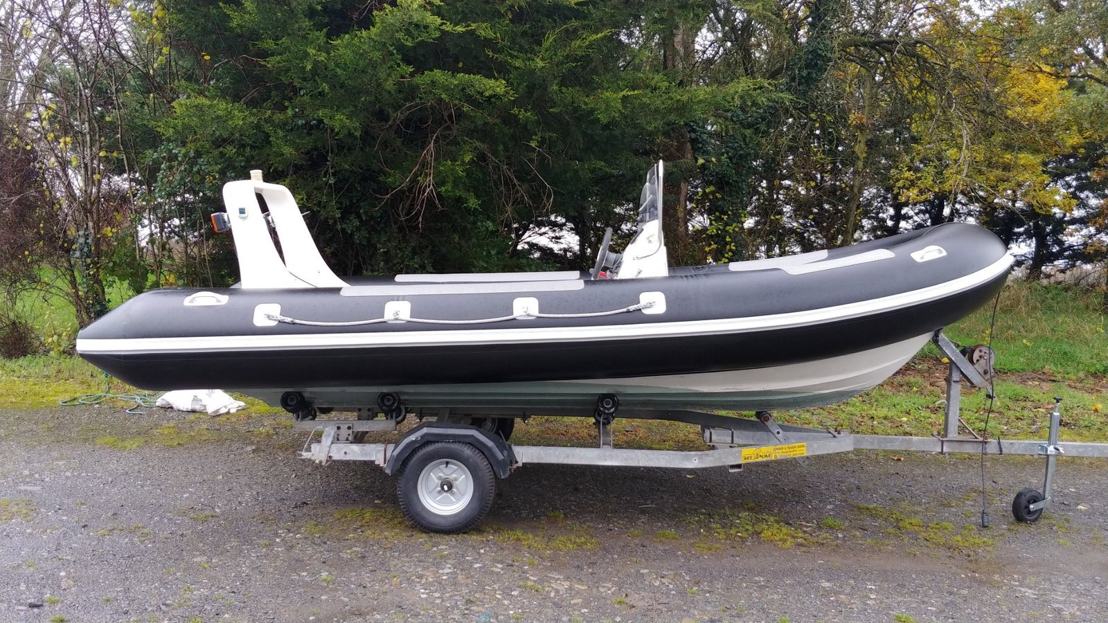 Black and white tube set on a RIB at NEWMARINE